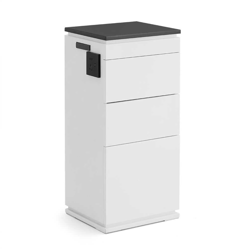 Professional Barber Station with Built-in Power Outlets - 3-Drawer Salon Cabinet with Heat-Resistant Top & Tool Holders