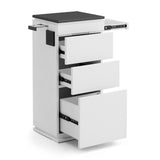 Professional Barber Station with Built-in Power Outlets - 3-Drawer Salon Cabinet with Heat-Resistant Top & Tool Holders