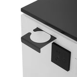 Professional Barber Station with Built-in Power Outlets - 3-Drawer Salon Cabinet with Heat-Resistant Top & Tool Holders