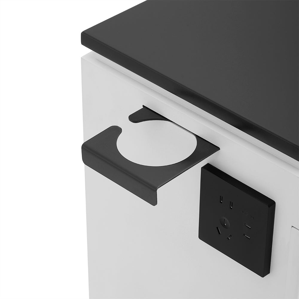 Professional Barber Station with Built-in Power Outlets - 3-Drawer Salon Cabinet with Heat-Resistant Top & Tool Holders