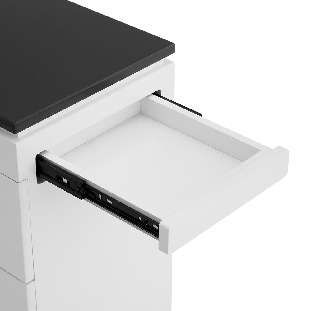 Professional Barber Station with Built-in Power Outlets - 3-Drawer Salon Cabinet with Heat-Resistant Top & Tool Holders