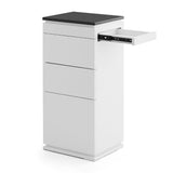 Professional Barber Station with Built-in Power Outlets - 3-Drawer Salon Cabinet with Heat-Resistant Top & Tool Holders