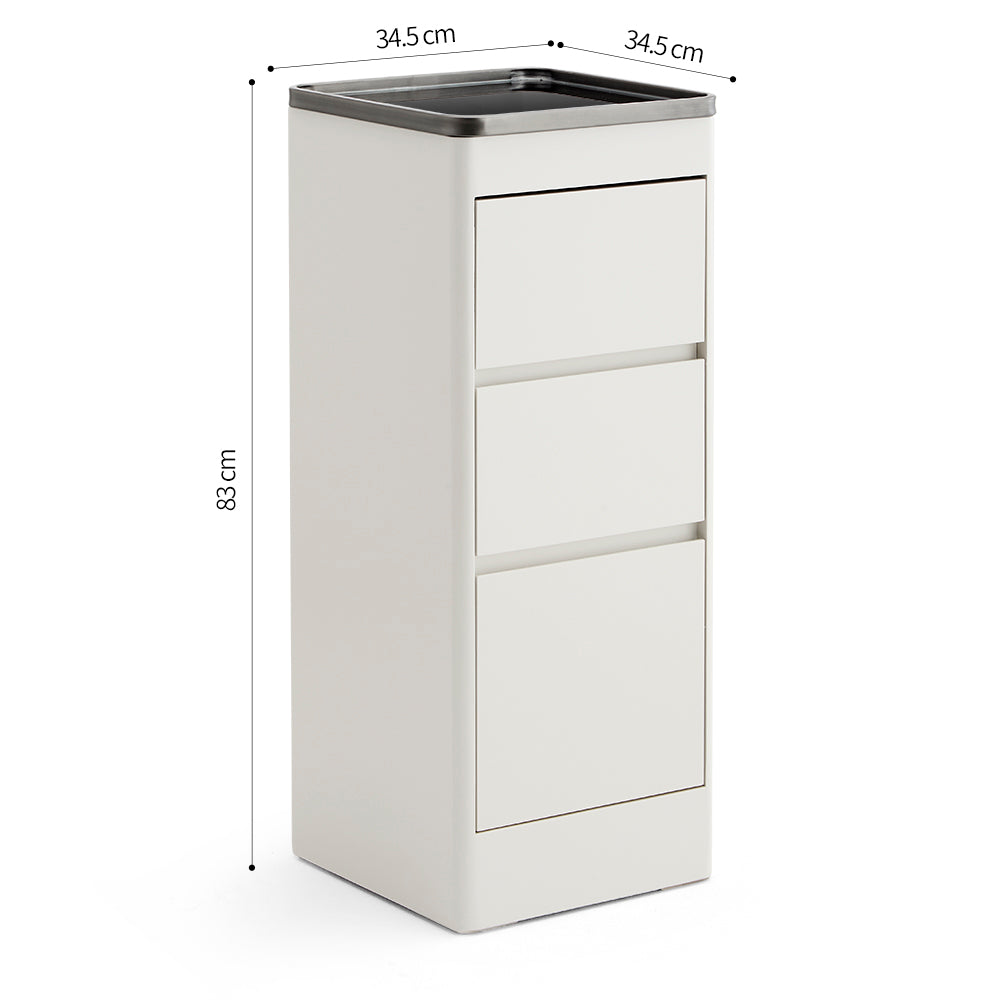 High-End 3-Drawer Salon Service Station - Professional Barber Cabinet with Stainless Steel Top Tray