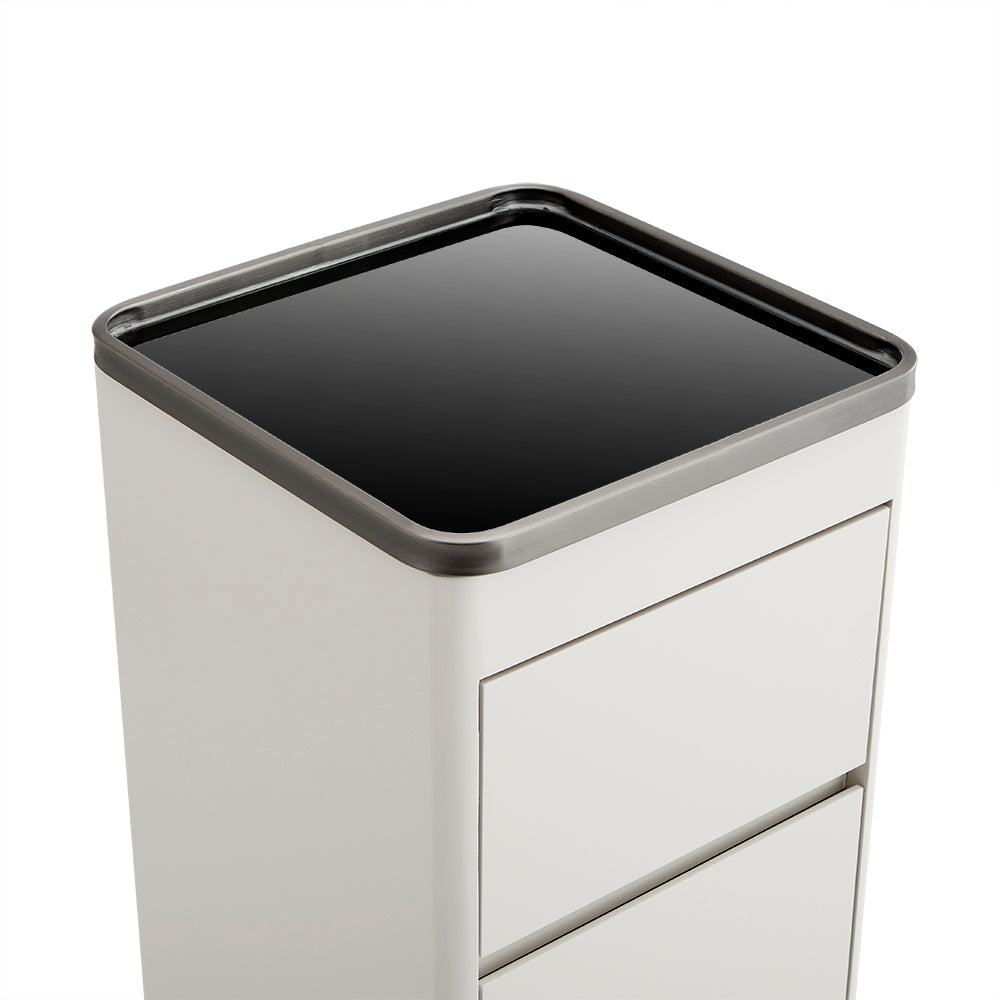 High-End 3-Drawer Salon Service Station - Professional Barber Cabinet with Stainless Steel Top Tray