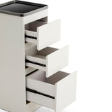 High-End 3-Drawer Salon Service Station - Professional Barber Cabinet with Stainless Steel Top Tray