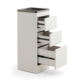 High-End 3-Drawer Salon Service Station - Professional Barber Cabinet with Stainless Steel Top Tray