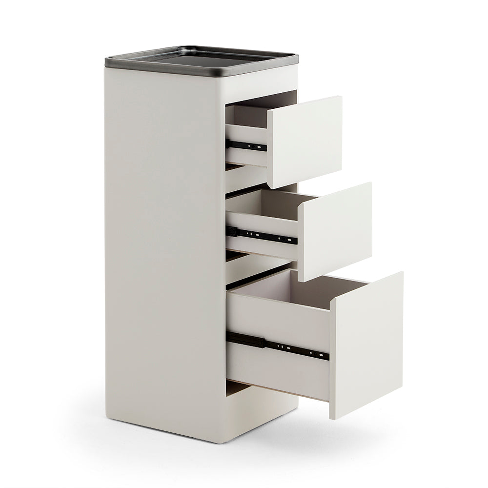 High-End 3-Drawer Salon Service Station - Professional Barber Cabinet with Stainless Steel Top Tray