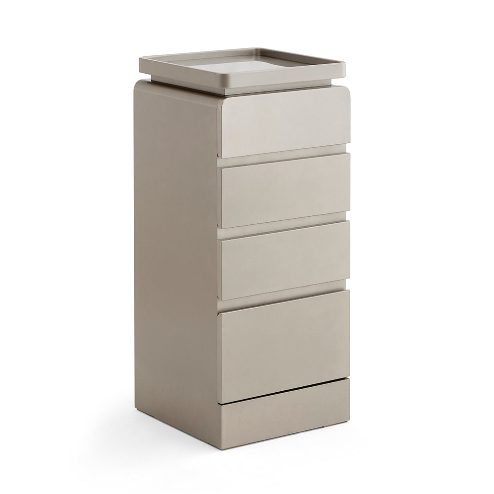 Luxury 4-Drawer Salon Station Cabinet - Professional Barber Storage Organizer with Rounded Edges & Recessed Top Tray
