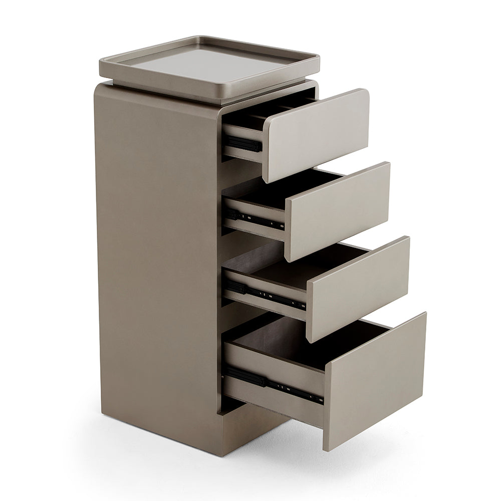 Luxury 4-Drawer Salon Station Cabinet - Professional Barber Storage Organizer with Rounded Edges & Recessed Top Tray