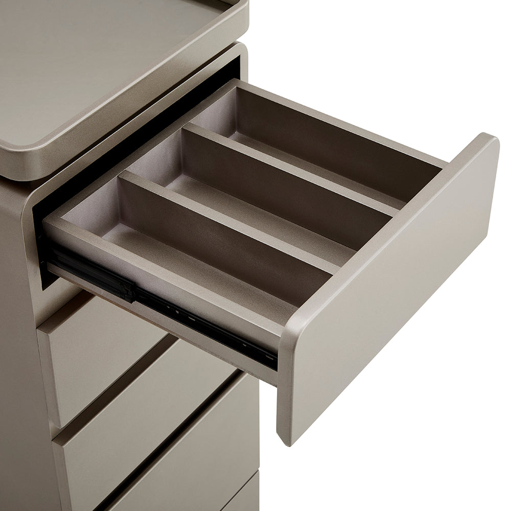 Luxury 4-Drawer Salon Station Cabinet - Professional Barber Storage Organizer with Rounded Edges & Recessed Top Tray