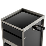 Premium 4-Drawer Barber Station - Professional Salon Storage Cabinet with Integrated Dryer Holder & Stainless Steel Trim