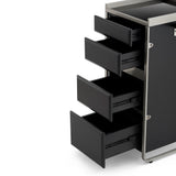 Premium 4-Drawer Barber Station - Professional Salon Storage Cabinet with Integrated Dryer Holder & Stainless Steel Trim