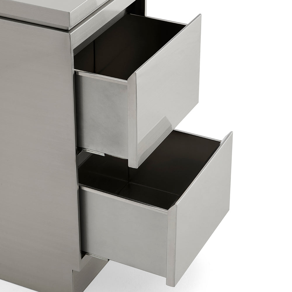 Deep-Storage 2-Drawer Salon Station - Premium Metal Barber Cabinet with High-Capacity Sliding Drawers & Seamless Minimalist Design