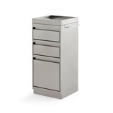 Ultra-Sleek 3-Drawer Salon Station - Premium Metal Barber Cabinet with Hidden Pulls & Acrylic Side Tool Organizer