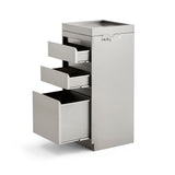 Ultra-Sleek 3-Drawer Salon Station - Premium Metal Barber Cabinet with Hidden Pulls & Acrylic Side Tool Organizer