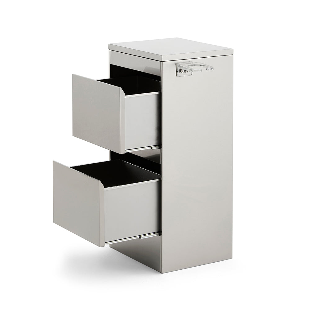 Deep-Storage 2-Drawer Salon Station - Premium Metal Barber Cabinet with High-Capacity Sliding Drawers & Seamless Minimalist Design