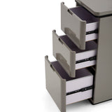 Sleek 3-Drawer Professional Barber Station - Minimalist Salon Cabinet with Rounded Edges & Transparent Side Tool Holder