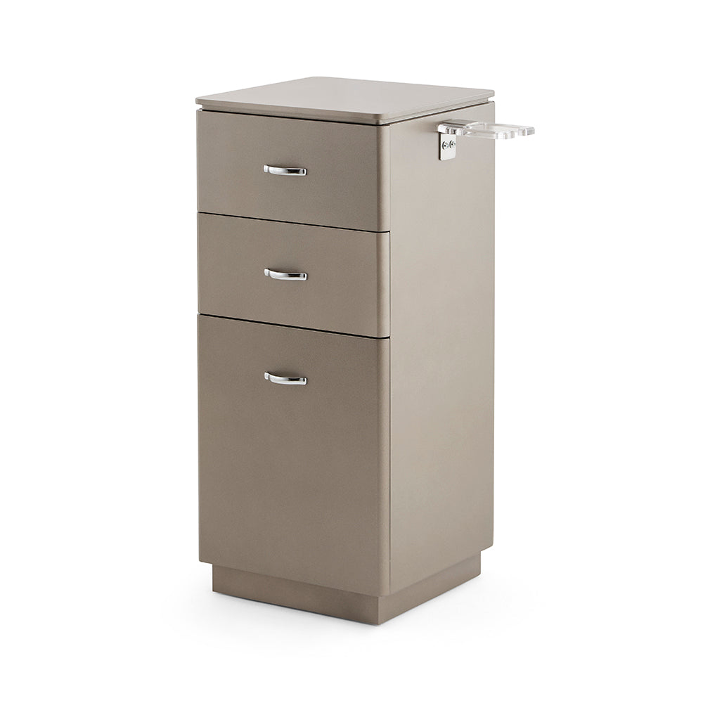 Classic 3-Drawer Salon Organizer - Professional Barber Station Cabinet with Chrome Handles & Acrylic Heat-Resistant Tool Holder