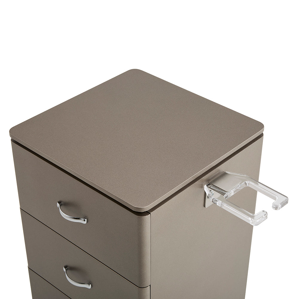 Classic 3-Drawer Salon Organizer - Professional Barber Station Cabinet with Chrome Handles & Acrylic Heat-Resistant Tool Holder