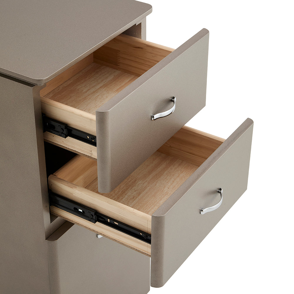 Classic 3-Drawer Salon Organizer - Professional Barber Station Cabinet with Chrome Handles & Acrylic Heat-Resistant Tool Holder