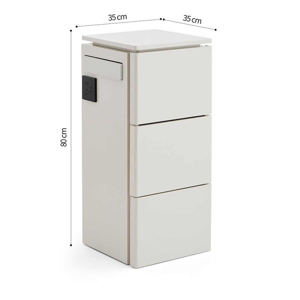 Modern 3-Drawer Salon Service Station - Professional Barber Cabinet with Integrated Power Outlets & Sleek Minimalist Design