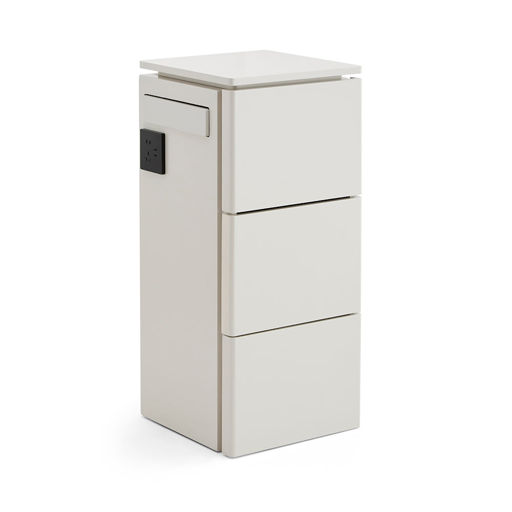 Modern 3-Drawer Salon Service Station - Professional Barber Cabinet with Integrated Power Outlets & Sleek Minimalist Design