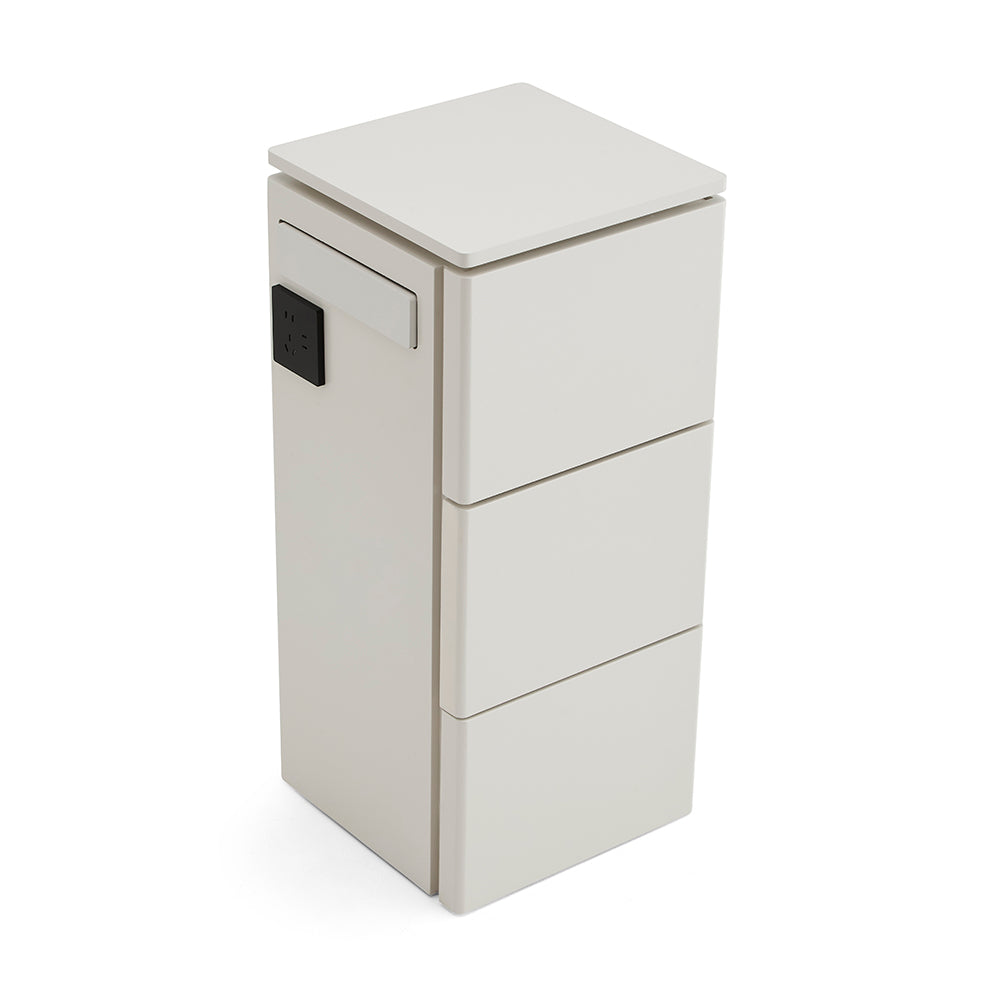 Modern 3-Drawer Salon Service Station - Professional Barber Cabinet with Integrated Power Outlets & Sleek Minimalist Design