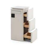Modern 3-Drawer Salon Service Station - Professional Barber Cabinet with Integrated Power Outlets & Sleek Minimalist Design