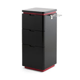 Sleek 3-Drawer Professional Barber Station - Minimalist Salon Cabinet with Rounded Edges & Transparent Side Tool Holder