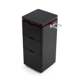 Sleek 3-Drawer Professional Barber Station - Minimalist Salon Cabinet with Rounded Edges & Transparent Side Tool Holder