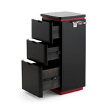 Sleek 3-Drawer Professional Barber Station - Minimalist Salon Cabinet with Rounded Edges & Transparent Side Tool Holder