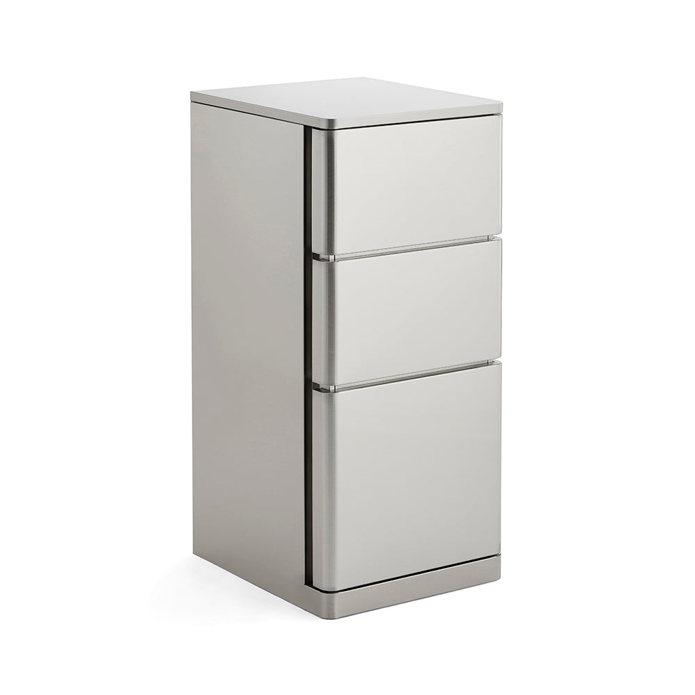 Ultra-Minimalist 3-Drawer Salon Station - Premium Seamless Metal Barber Cabinet with Hidden Pulls & Solid Storage Base
