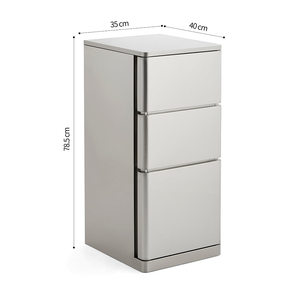 Ultra-Minimalist 3-Drawer Salon Station - Premium Seamless Metal Barber Cabinet with Hidden Pulls & Solid Storage Base