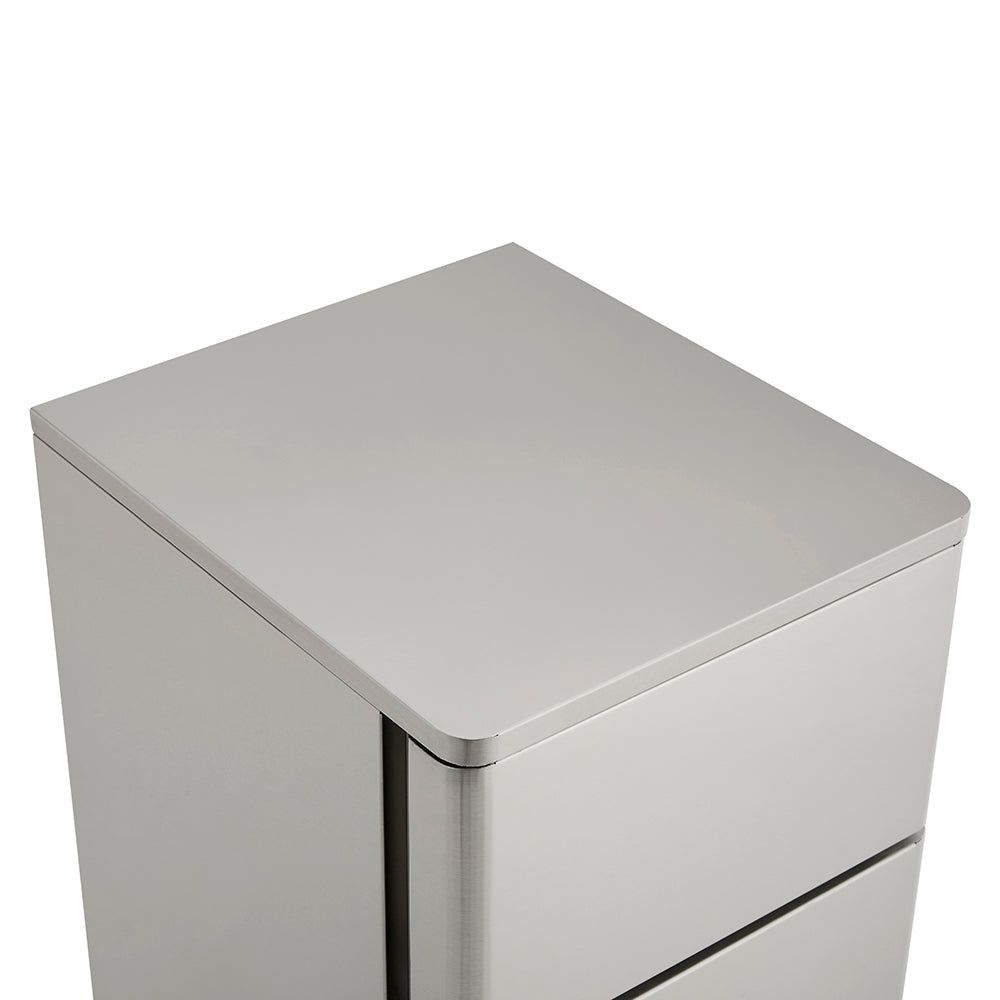 Ultra-Minimalist 3-Drawer Salon Station - Premium Seamless Metal Barber Cabinet with Hidden Pulls & Solid Storage Base