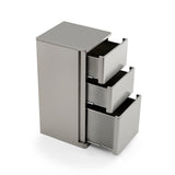 Ultra-Minimalist 3-Drawer Salon Station - Premium Seamless Metal Barber Cabinet with Hidden Pulls & Solid Storage Base