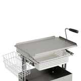 Heavy-Duty Stainless Steel Salon Trolley - Industrial Mobile Organizer with Sliding Trays and Side Wire Basket