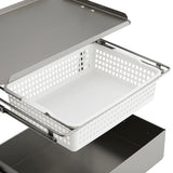 Heavy-Duty Stainless Steel Salon Trolley - Industrial Mobile Organizer with Sliding Trays and Side Wire Basket
