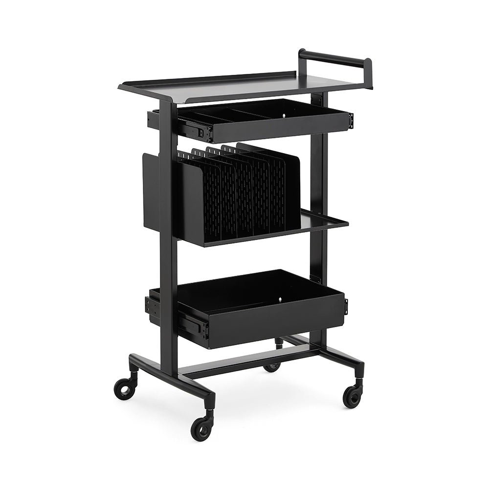 Heavy-Duty Multi-Tier Salon Station - Professional Metal Barber Trolley with Sliding Drawers, Vertical Organizers & Rolling Casters