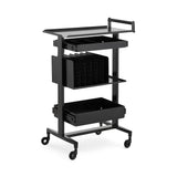 Heavy-Duty Multi-Tier Salon Station - Professional Metal Barber Trolley with Sliding Drawers, Vertical Organizers & Rolling Casters