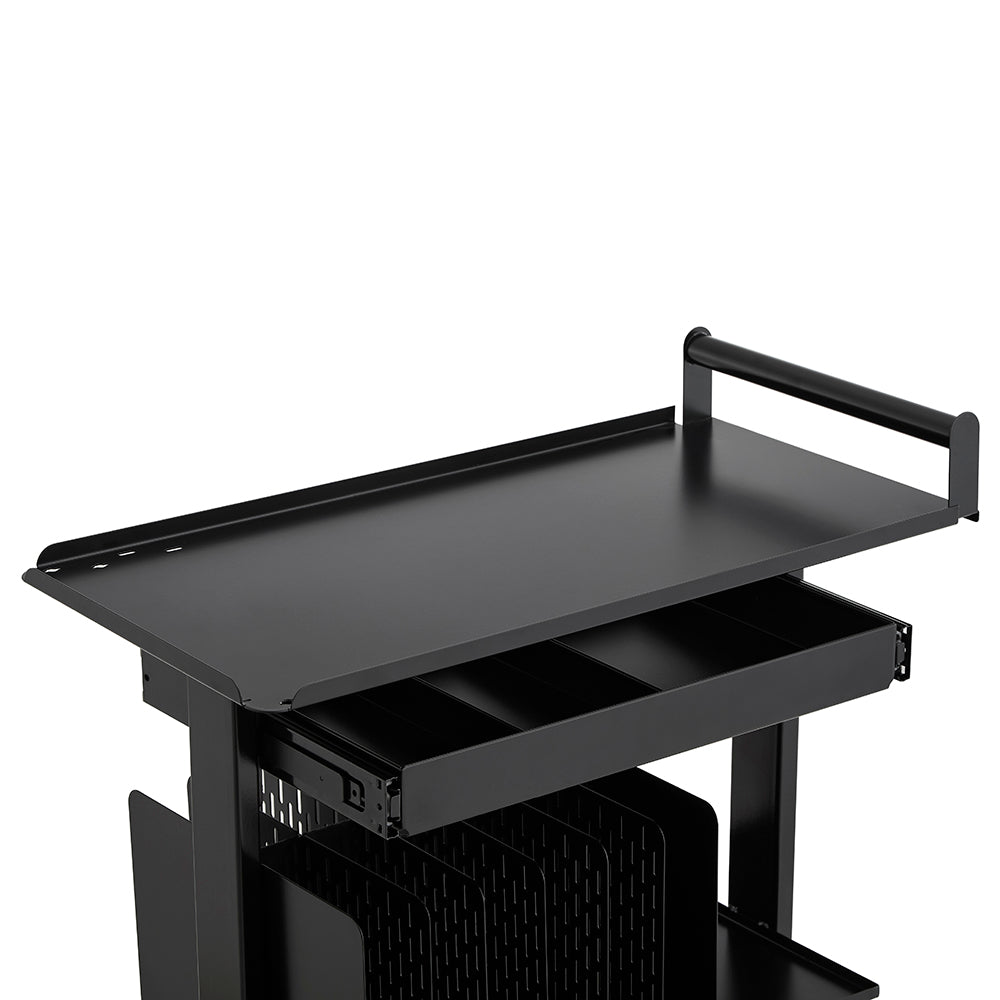 Heavy-Duty Multi-Tier Salon Station - Professional Metal Barber Trolley with Sliding Drawers, Vertical Organizers & Rolling Casters