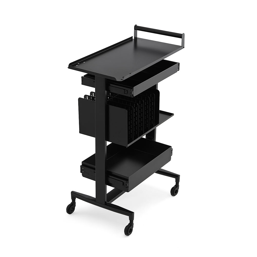 Heavy-Duty Multi-Tier Salon Station - Professional Metal Barber Trolley with Sliding Drawers, Vertical Organizers & Rolling Casters