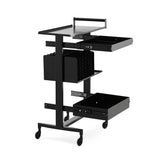 Heavy-Duty Multi-Tier Salon Station - Professional Metal Barber Trolley with Sliding Drawers, Vertical Organizers & Rolling Casters