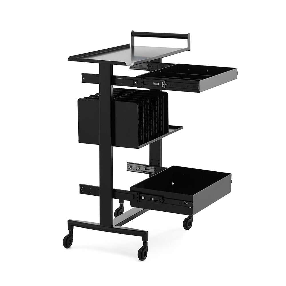 Heavy-Duty Multi-Tier Salon Station - Professional Metal Barber Trolley with Sliding Drawers, Vertical Organizers & Rolling Casters