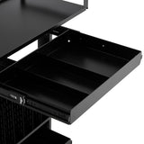 Heavy-Duty Multi-Tier Salon Station - Professional Metal Barber Trolley with Sliding Drawers, Vertical Organizers & Rolling Casters
