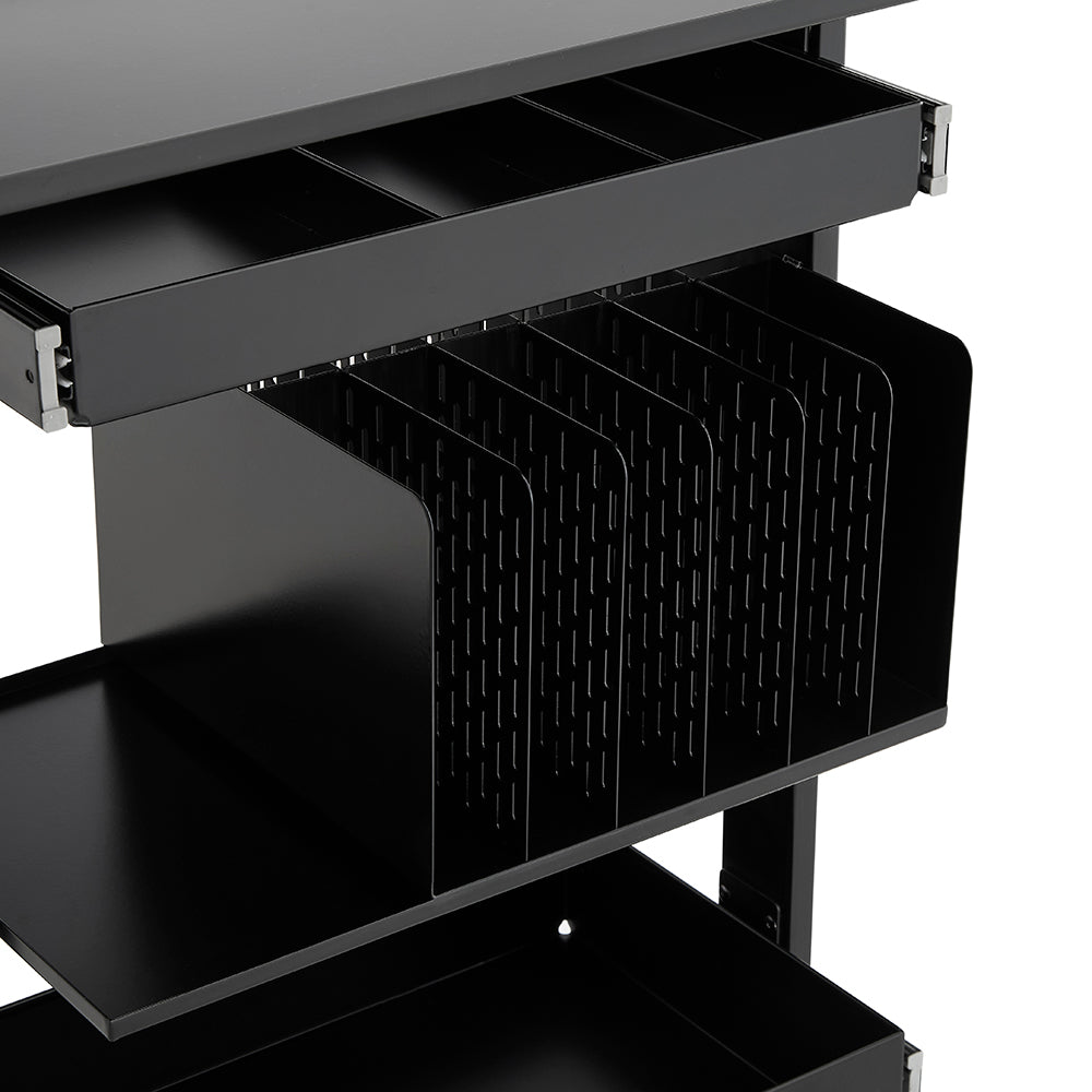Heavy-Duty Multi-Tier Salon Station - Professional Metal Barber Trolley with Sliding Drawers, Vertical Organizers & Rolling Casters