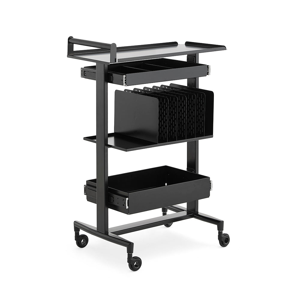 Heavy-Duty Multi-Tier Salon Station - Professional Metal Barber Trolley with Sliding Drawers, Vertical Organizers & Rolling Casters