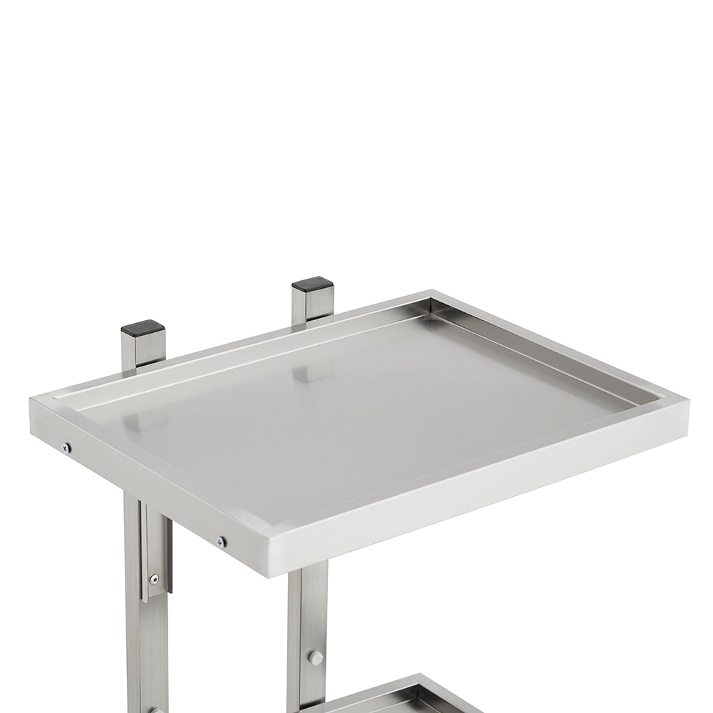 Professional Double-Tier Metal Salon Trolley - Heavy Duty Stainless Steel Service Cart with 360° Rotating Wheels