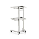 Professional Double-Tier Metal Salon Trolley - Heavy Duty Stainless Steel Service Cart with 360° Rotating Wheels