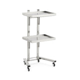 Professional Double-Tier Metal Salon Trolley - Heavy Duty Stainless Steel Service Cart with 360° Rotating Wheels