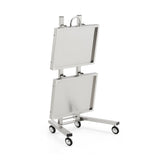 Professional Double-Tier Metal Salon Trolley - Heavy Duty Stainless Steel Service Cart with 360° Rotating Wheels